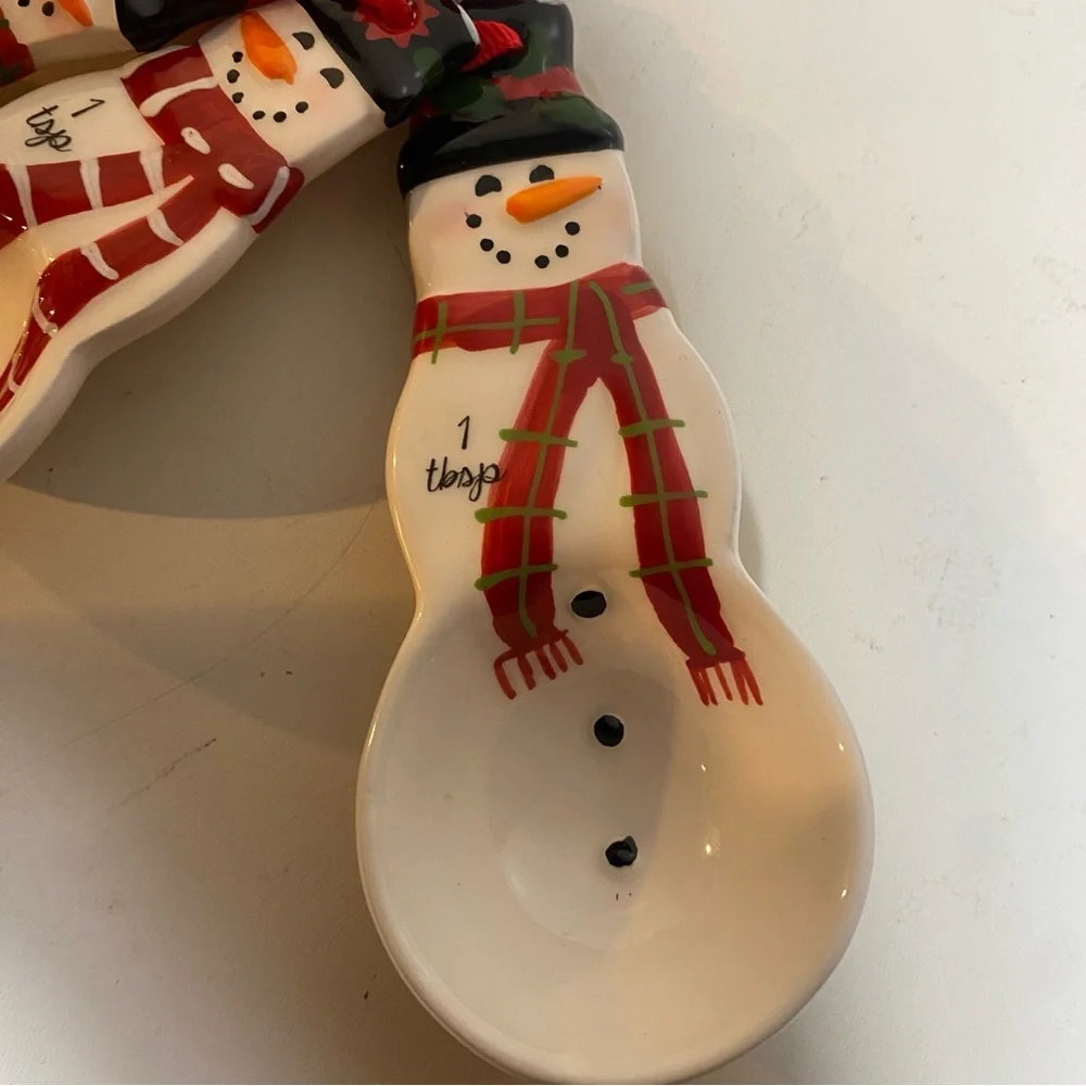 NWT Pier 1 Imports Set Of 4 Snowman Christmas Holiday Measuring Spoons